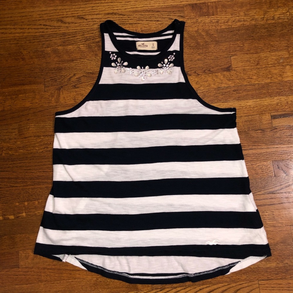 Hollister Embellished Striped Tank Top